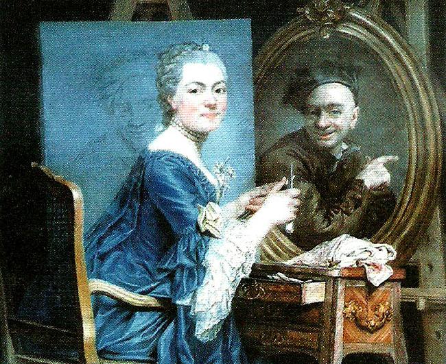 marie suzanne giroust roslin sjalvportratt med maurice quentin France oil painting art